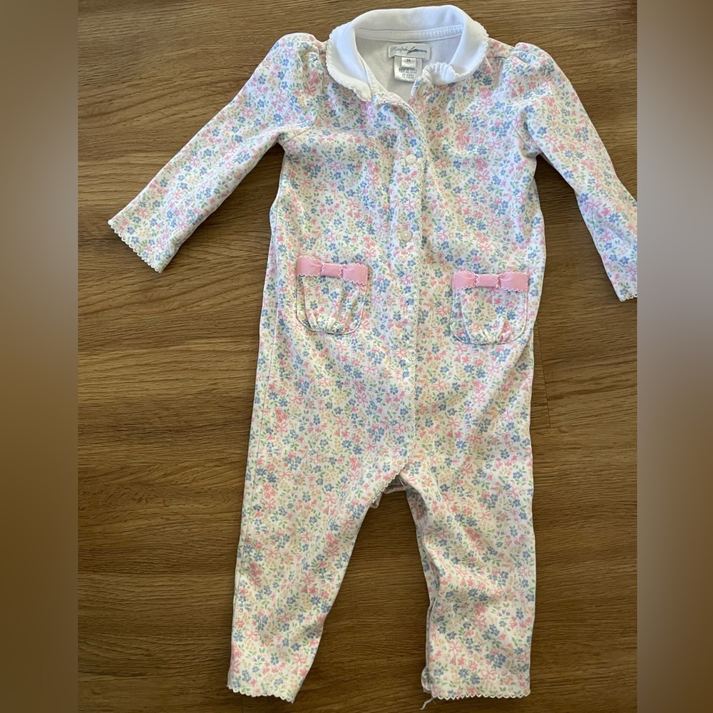 Ralph Lauren Baby Girl Floral Bow Coveralls